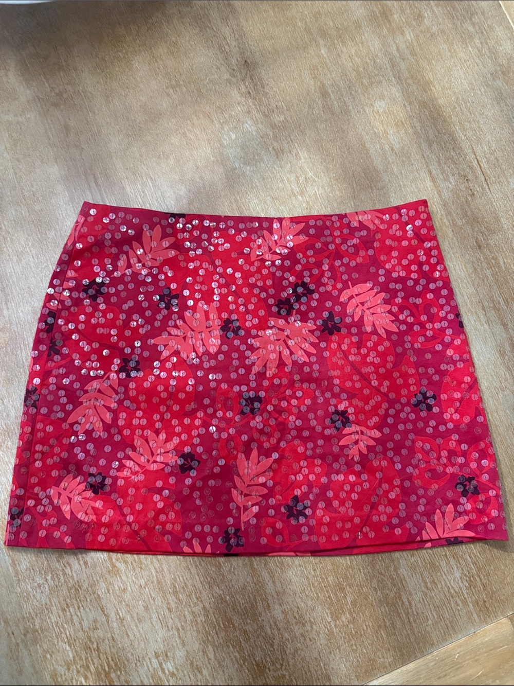 Express Y2K Vintage Red Floral Tropical McBling Mini Skirt Sz 7/8